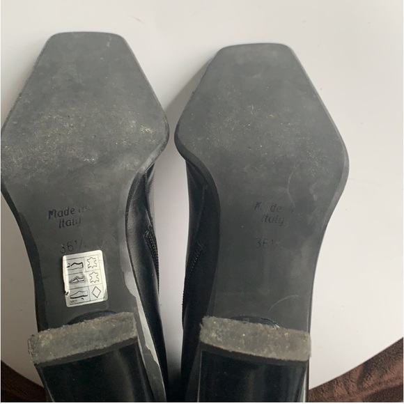 Like🆕🇮🇹VTG 90’ Y2K Giampiero P.💯% Leather Square Toes Heeled Boots - Picture 14 of 15